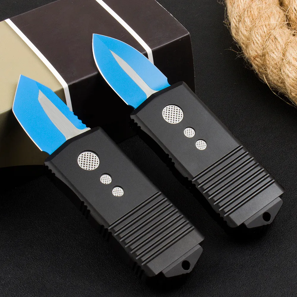 Высокое качество H1102 Высококачественный тактический нож Automac 204P с двойным / односторонним лезвием с синим покрытием Лезвие с авиационной алюминиевой ручкой с ЧПУ Карманные ножи EDC с нейлоновой оболочкой