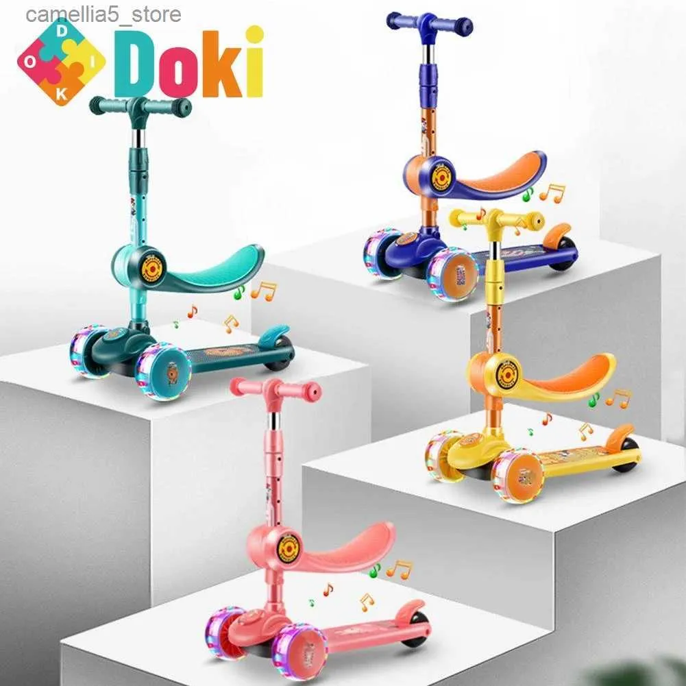 Bisiklet sürüş çocukları kick scooter katlanır kaykay çocuklar ayarlanabilir yükseklik yanıp sönen ışık 3 tekerlekler ayak scooter erkek kız scooter hediyeler q231017