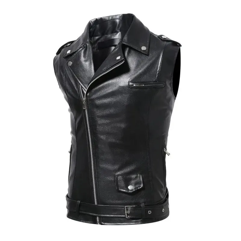 Gilets pour hommes Vêtements de marque Gilet en cuir amincissant pour hommes Gilet en cuir d'affaires en cuir PU transfrontalier pour hommes Grande taille S-3XL 231017