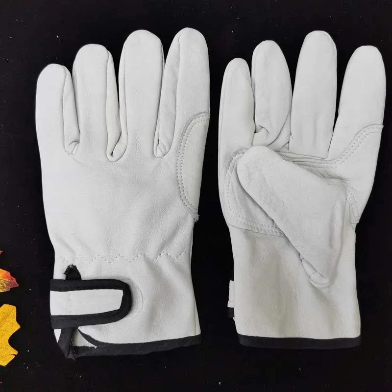 5本の指の手袋韓国語バージョンドライバーグローブ屋外ソフトシープスキンレザー耐久性耐摩耗性溶接労働保険手袋231017