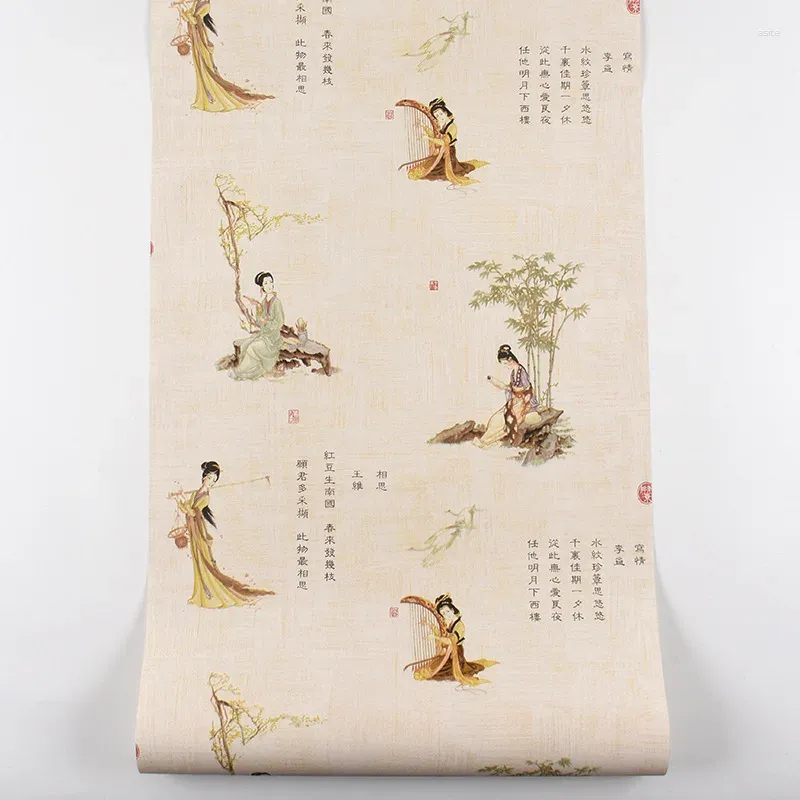 壁紙の風景の書道と絵画中国語スタイルの壁紙ティールームクラシックバックグラウンドウォール