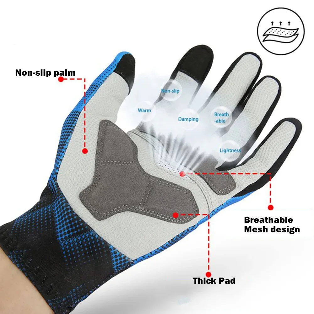 Guantes de ciclismo de invierno para hombres y mujeres, guantes térmicos de  bicicleta de dedo completo, guantes acolchados con pantalla táctil