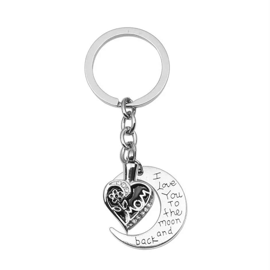 Mom with Rose Urn Keychain Moon Ashes Memorial Keepsakes Cremation Jewelry with Funnel and Gfit Bag251w