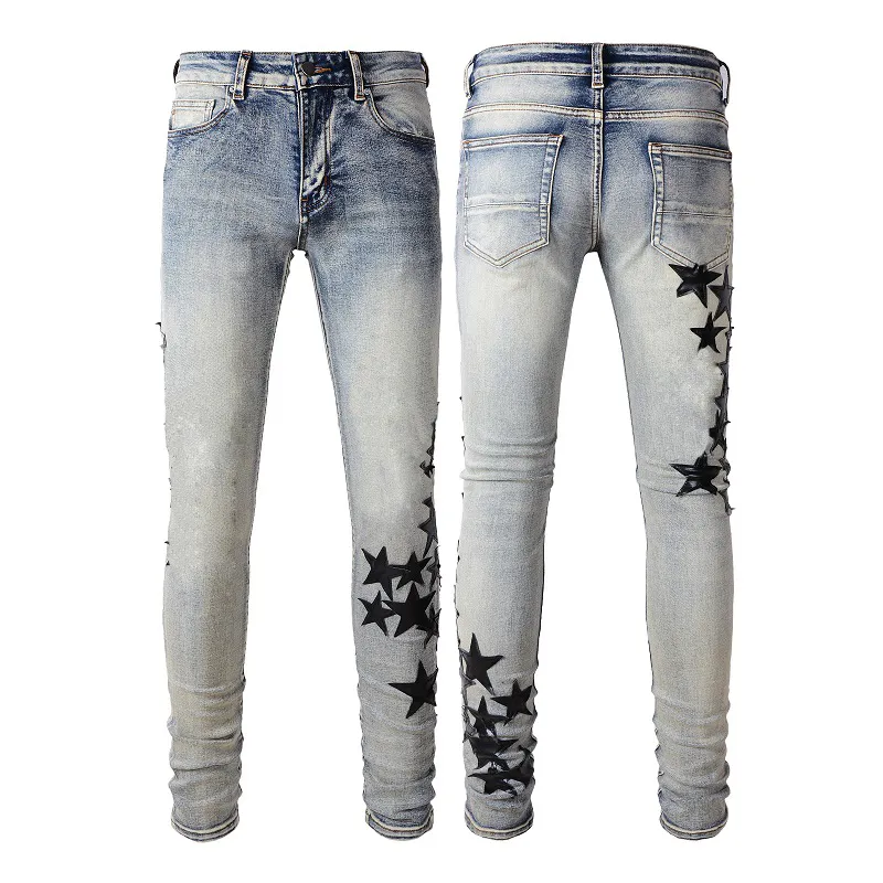 Summer Jeans Hole 2023 New Style Designer Jeans Brodery Självodling och små fötter Fashion Jeans Blue Black 15 Styles Mens Jeans Hip Hop Fashion Pants