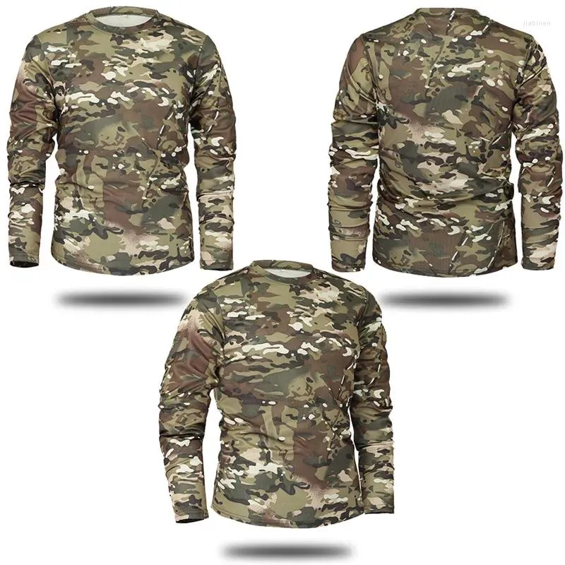 Men's T Shirts Hand-painted Camouflage Pattern Casual T-shirt Long Sleeve Tactical T-shirts Spring And Autumn Quick Dry Tees