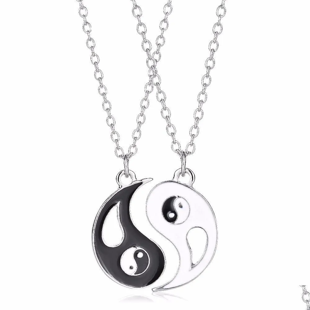 Pendant Necklaces 20Pcs/10Set Fashion Friendship Necklace Yin Yang Pendant Bff Stitching Jewelry Best Friends Couple Necklaces For Wom Dhpcg