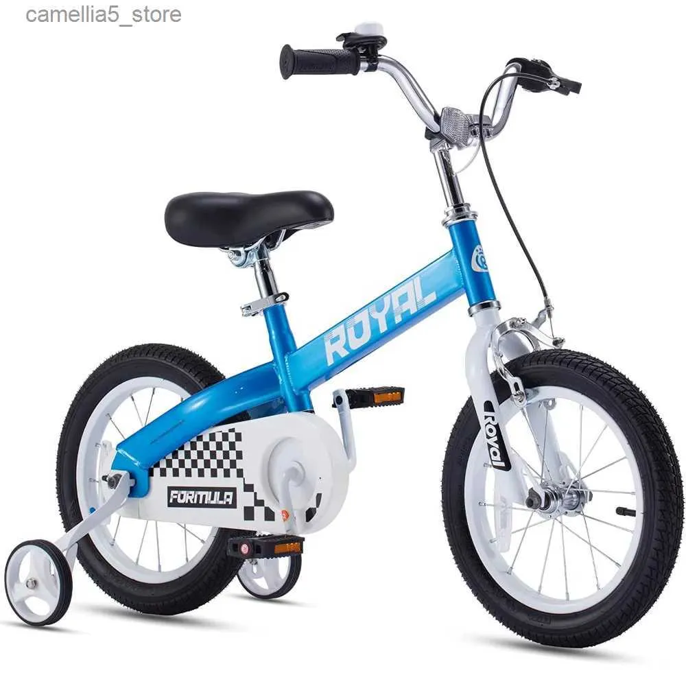 Biciclette cavalcabili RoyalBaby 14 pollici Formula Bicicletta per bambini e bambini con ruote da allenamento Bicicletta per bambini Blu Q231017