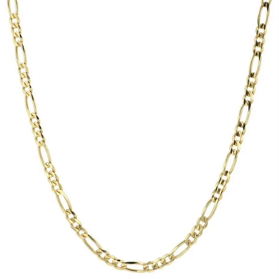 14K Yellow Gold Solid 2mm Thin Women's Figaro Chain Link Necklace 18 287H