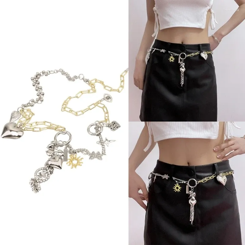 Belts Women Alloy Waist Belt Y2K Style Adjustable Metal Dress Shirt With Multi- Pendant Wholesale