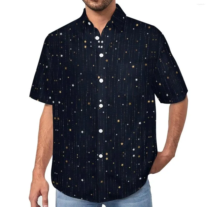 Men's Casual Shirts Star Starlight Blouses Male Night Pattern Hawaiian Short Sleeve Custom Stylish Oversized Vacation Shirt Gift Idea