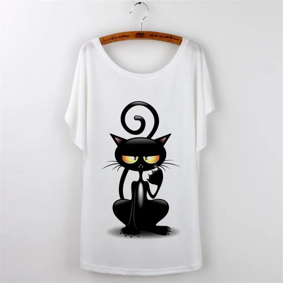 Whole-2016 Tops Frauen T-shirt Harajuku Katze Drucken Lustige T Shirt Frauen Kurzarm kawaii T Shirt Femme Plus Größe weiß Tumblr261O