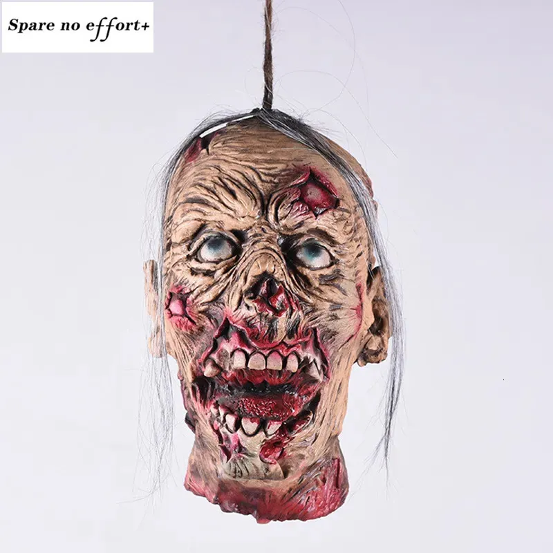 Halloween Toys Latex Skull Head Halloween Decoration Scary Bloody Prank Toy Nail Through Head Horror Halloween Props April Fools 'Day Cosplay 231016