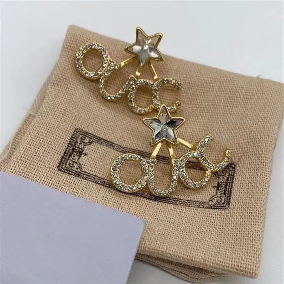 Joyería de diseño Pendientes de letras de moda para mujer 925 Aguja de plata Material de cobre puro de alta calidad Pareja Regalo de cumpleaños de boda 329t