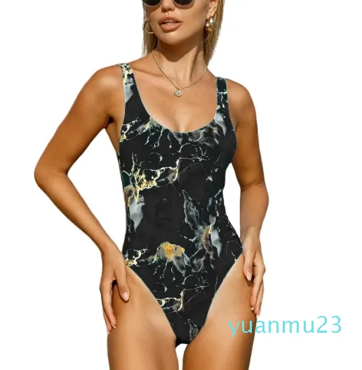 Dames retro strandkleding Eendelig badpak Tie Dye zwemmers Vrouwelijke badmode Vintage badpak Dame Monokini Watersport Strandkleding met ronde hals
