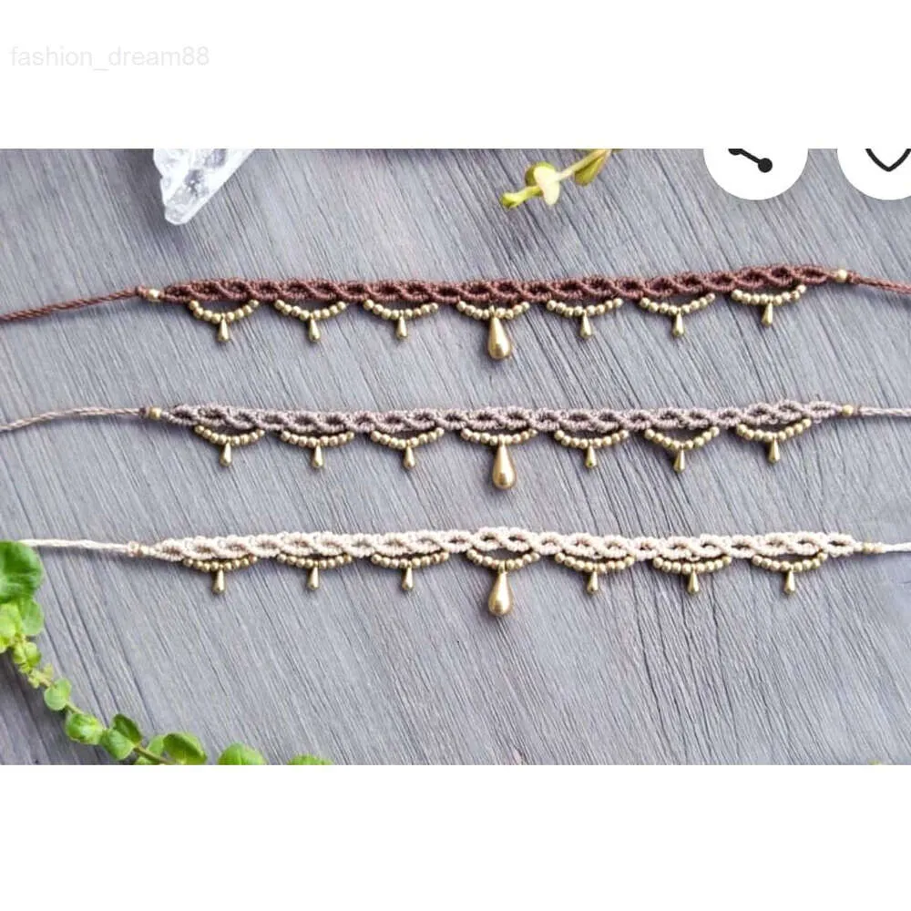 Luxury Girls Jewelry Multi Color Thread Macrame Nice Looking Mix Shape Golden Beads Bohemian Style Macrame Short Necklace