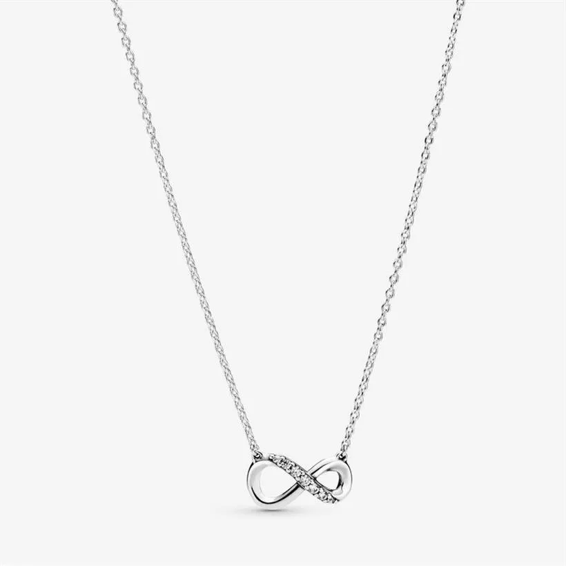 Funkelnde Unendlichkeits-Collier-Halskette aus 925er Sterlingsilber, modische Schmuckherstellung für Frauen, Geschenke338x