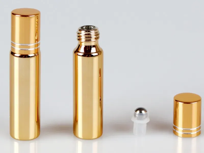 Fast shipping 10ml Metal Roller Bottle For  Oils UV Roll-on Glass Bottles 