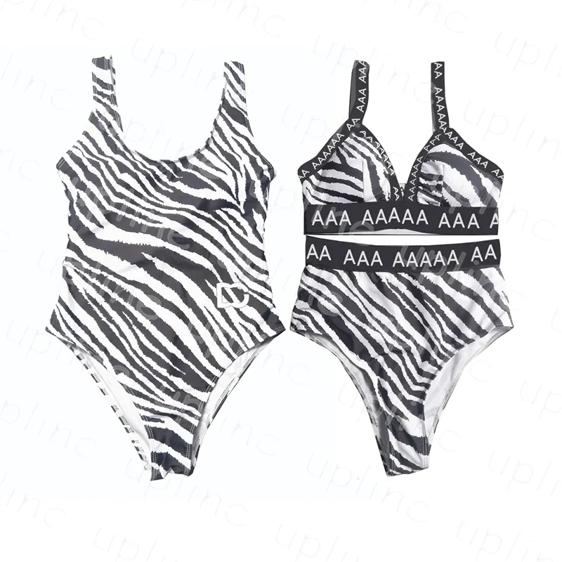 Zebra Print Bathing Suit Sexy Padded Bikini Set Summer Women Beach Party Swimwear Letter One Piece Swimsuit