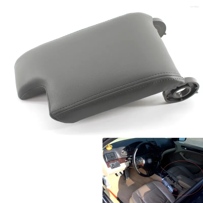 Accessori interni adatti per E46 1998-2006 Copertura del bracciolo della console centrale per auto in pelle PU Coperchio grigio