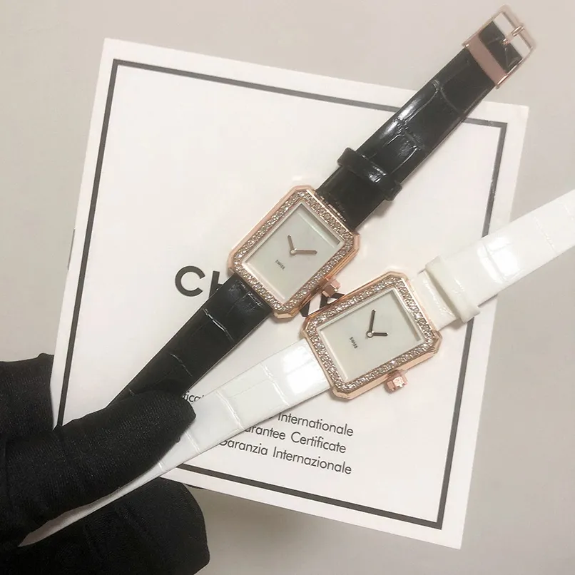 Дизайнерские часы женского мужского модного кварцевого движения квадрат квадратные часы для женщин черные белые любовники смотрят на Montre de Luxe Casual C178