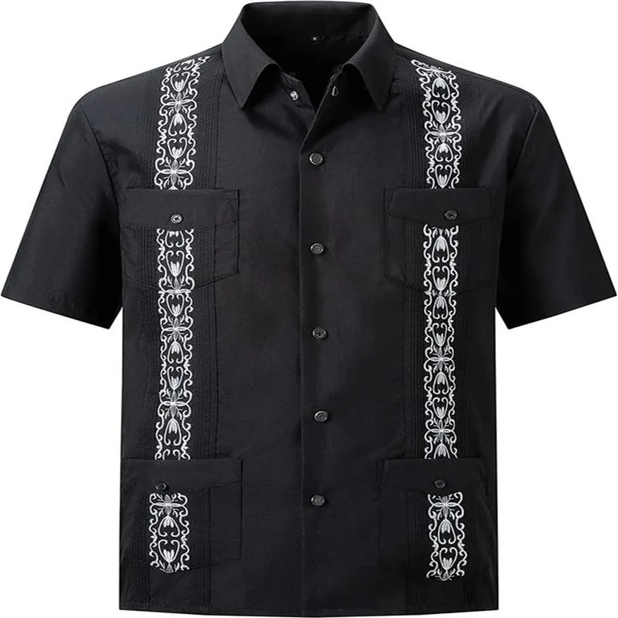 Herren-Snap-Hemden, lässige Guayabera-Hemden, kurze Ärmel2482