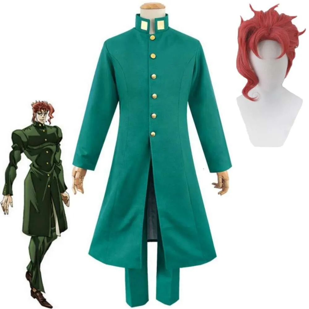 Косплей Аниме Jojo Bizarre Adventure Crusaders Kakyoin Tenmei Kakyouin Noriaki Костюм Парик Хэллоуин Зеленая Униформа