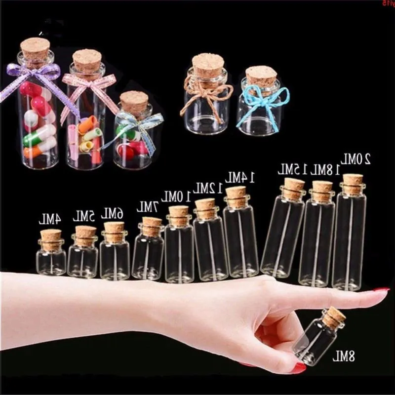 Tiny Glass Bottles with Cork 4ml 5ml 6ml 7ml 8ml 10ml 12ml 14ml 15ml 18ml 20ml Crafts Jar Vial Decoration Artware 100pcsgood qty Awors