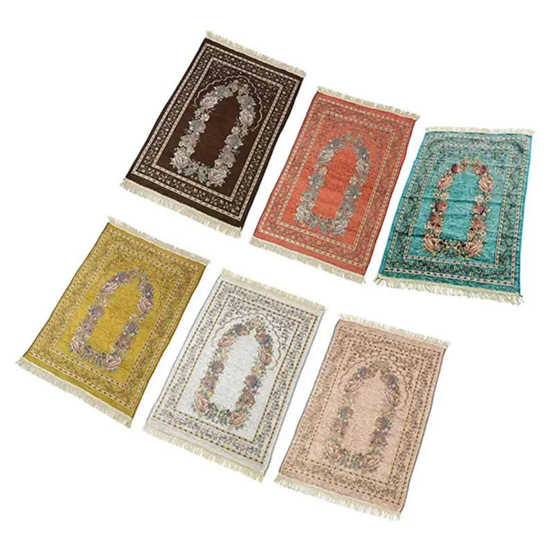 Tapis de prière musulman islamique, tapis de prière arabe rectangulaire, imperméable, vêtements de maison, couverture douce en coton pour Ramadan