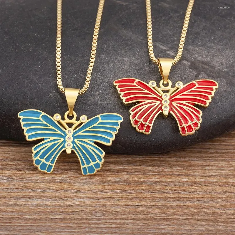 Kedjor aibef bohemiska smycken kvinnor halsband färgglada fjäril hänge halsband söta härliga koppar chokers gåva till flickor