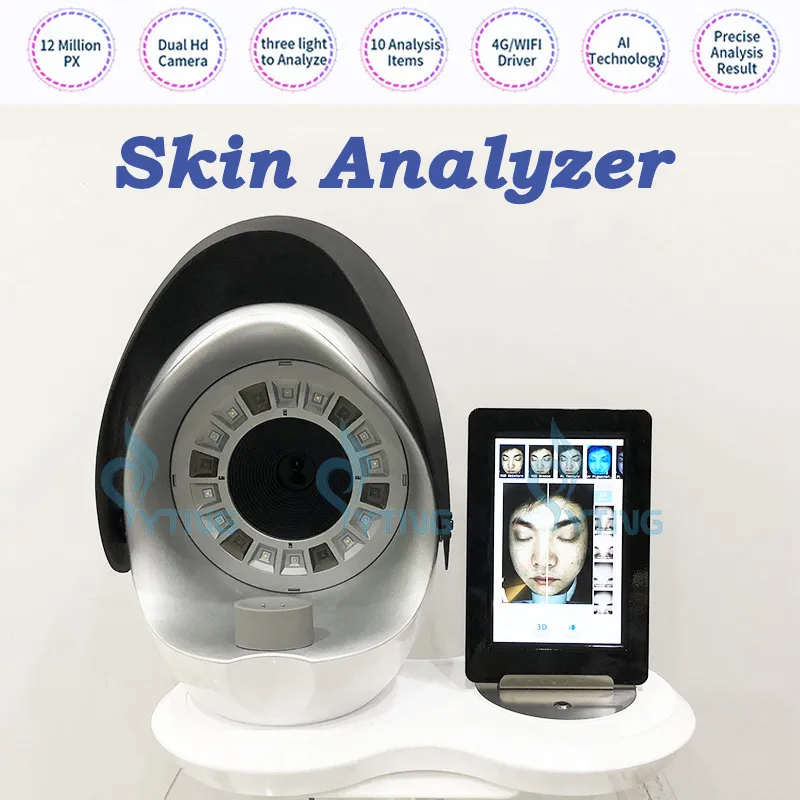 Profesional Skin Tester Full Face Facial Facial Skin Analyzer 시스템 얼굴 스캐너 매직 미러 미래 살롱 장비