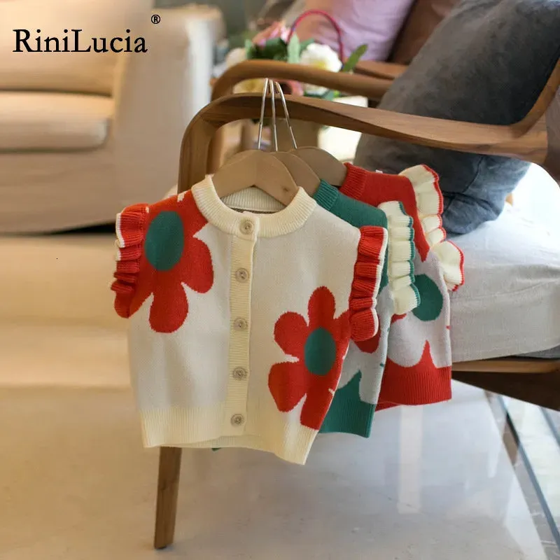 Vest RiniLucia Lente Peuter Baby Meisje Gebreide Vest Jas Kinderen Vest Mode Casual Jongen Uitloper Mouwloos Vest Tops 231016