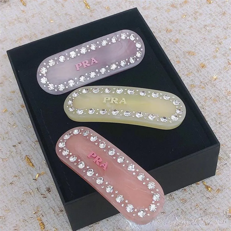 P brand letters designer hair clip barrettes luxury shining diamond acrylic classic hair pins for girls women party jewelry gift262B