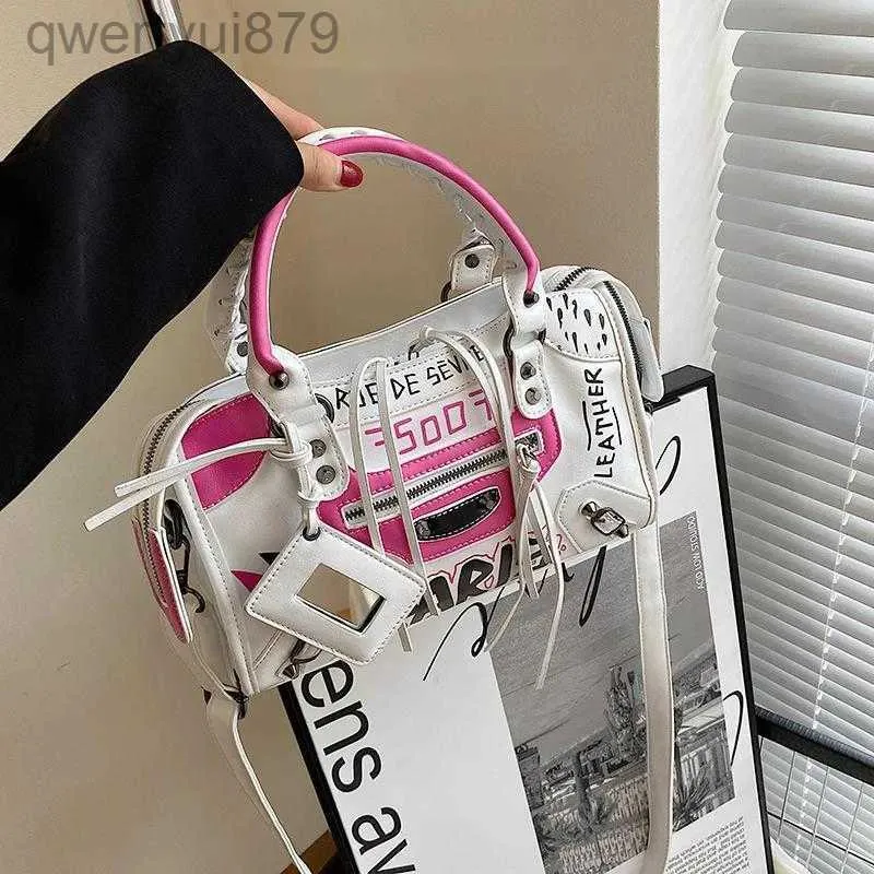 Женская сумка через плечо в стиле панк-рок, 2023, готическая сумка через плечо с граффити, сумка-мессенджер, популярная сумка-тоут Harajuku через плечо, Handbagsqwertyui879
