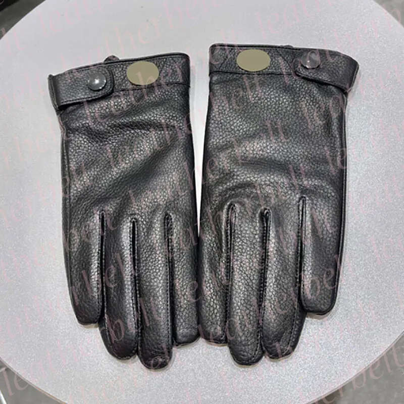 Designer män pekskärm handskar lyx läder metts metall bokstav kashmir fårskinn handskar herrar kör handskar