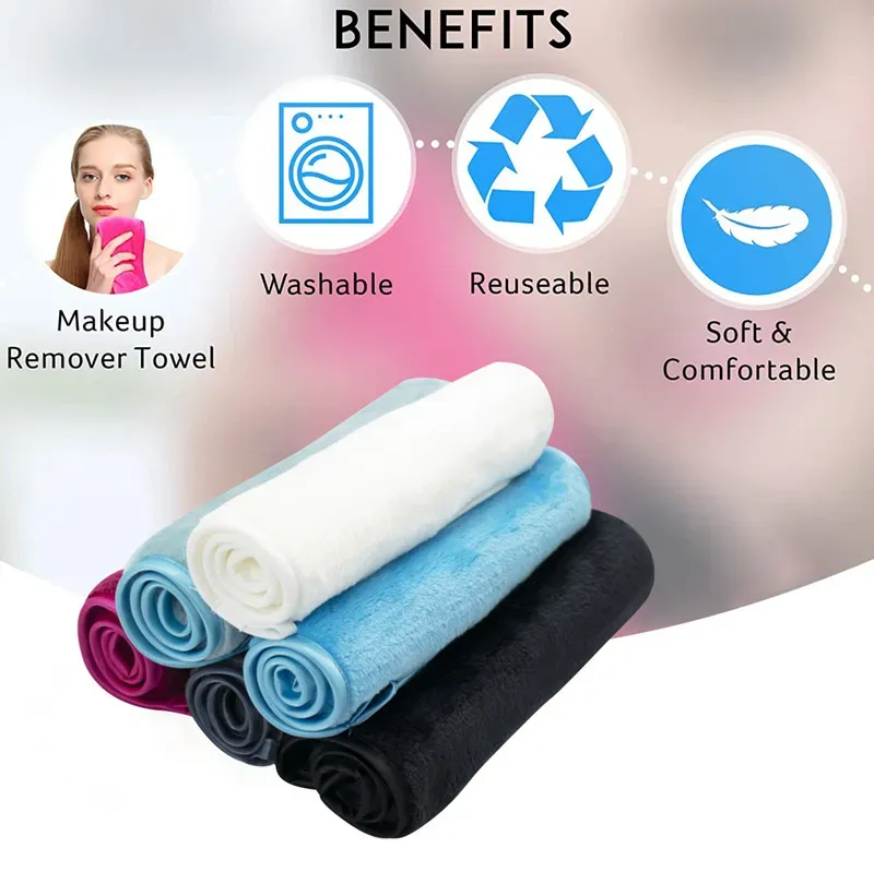 Reusable Makeup Remover Removal Towel Microfiber Cloth Pads Face Cleaner Cleansing Wipes Skin Care Beauty Tools