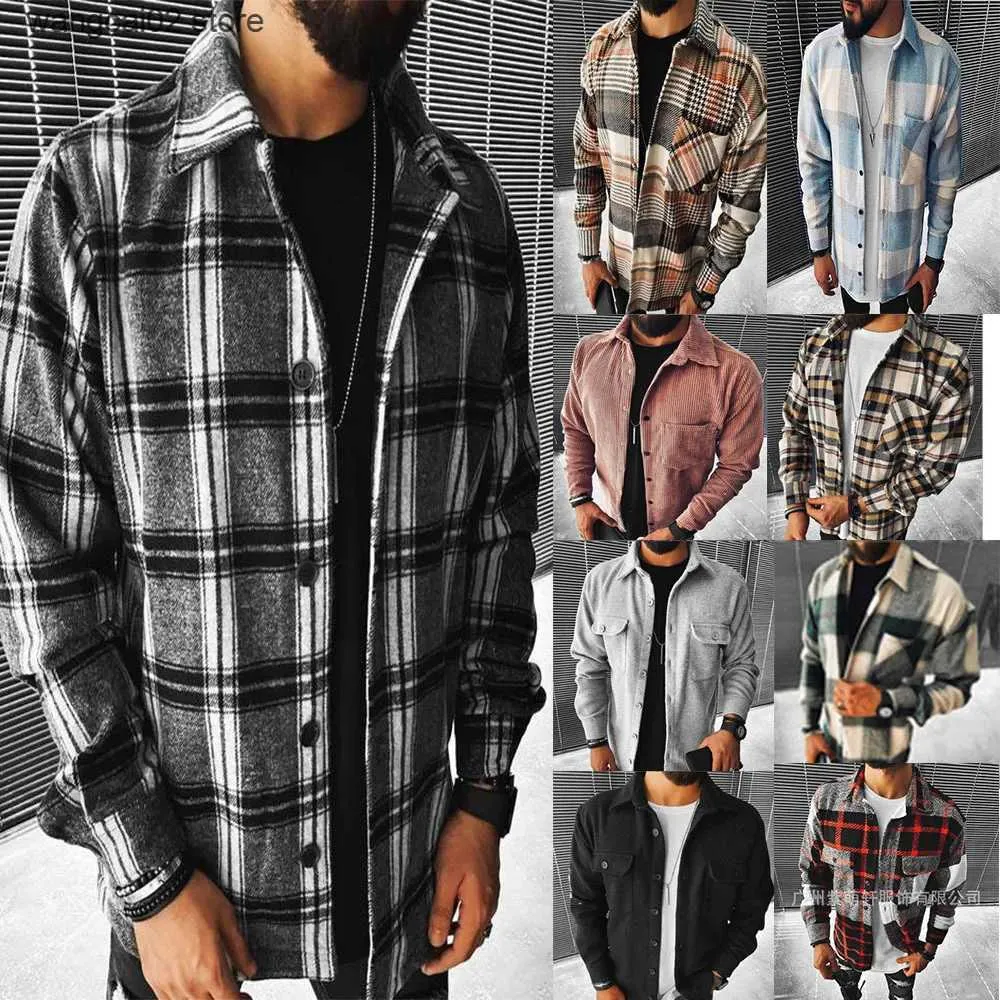 Men's Jackets Men Plaid Shirt Spring Fashion Large Size Pockets Long Sleeve Shirt Turn-down Collar Single-breasted Men Shirts T231017 T231017