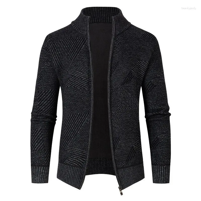 Felpe con cappuccio da uomo 2023 Autunno/Inverno moda cardigan collo in piedi lavorato a maglia slim fit maglione maglione addensato