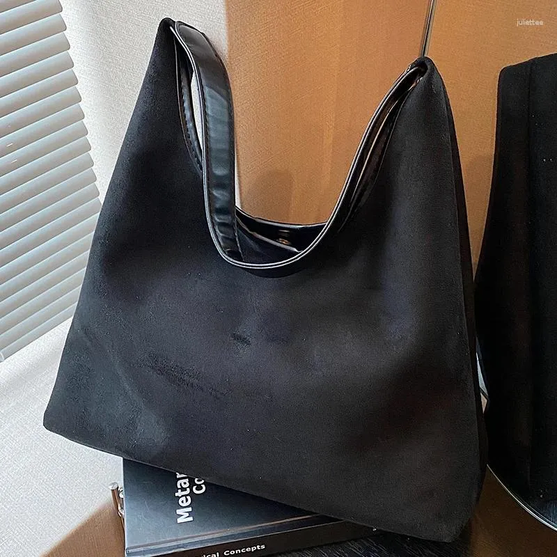 Borse da sera Borsa a tracolla per ascella in finta pelle scamosciata femminile Borsa da pendolare da donna in pelle nabuk di qualità Nera Elegante Hobo estetica da donna