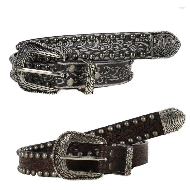 Belts Engraved Waist For Jeans Pants Studded Wide Belt Cowgirl Body Jewelry