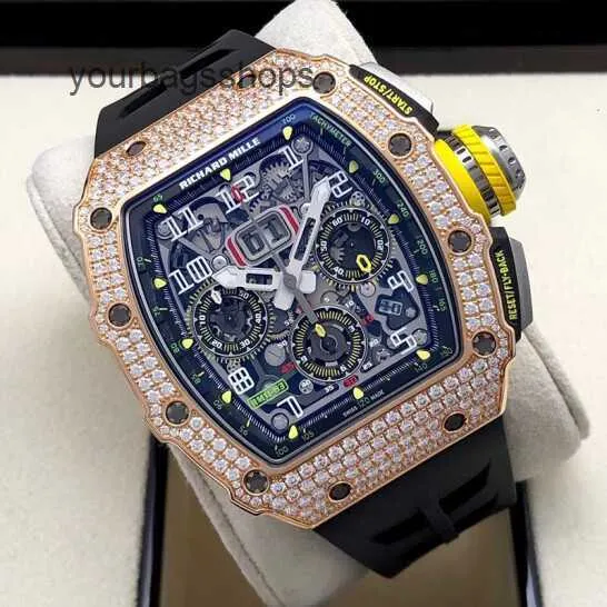 Luxury Watch Mens Collection RM Wrist Watch Rm11-03 Machinery 44.5*50mm Rm11-03 Rose Gold Rough Diamond 7CR4