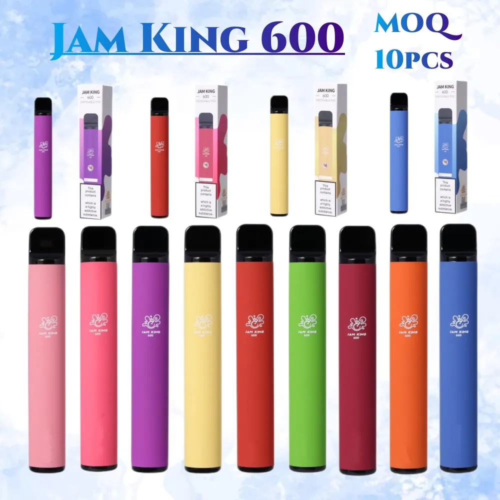 Original JAM KING 600 2 ml Desechable Vape Pen Puff Plus Razz Bar 550mAh Batería Crystal E Cigarrillo Sabor Fábrica China 800 bang xxl 2800 1500