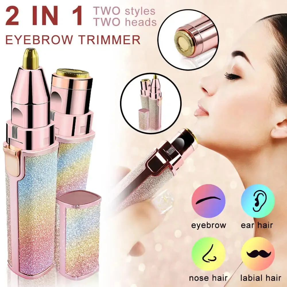 Rasoir de sourcils 2 en 1 stylo électrique indolore épilateur femmes rasoir Bikini rasoir corps visage rouge à lèvres épilateur USB 231016