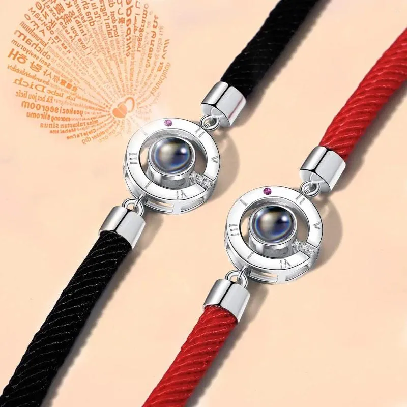 Bracelets de charme Je t'aime 100 langues Bracelet de projection pour petit ami petite amie couples corde tressée amis cadeau de saint valentin