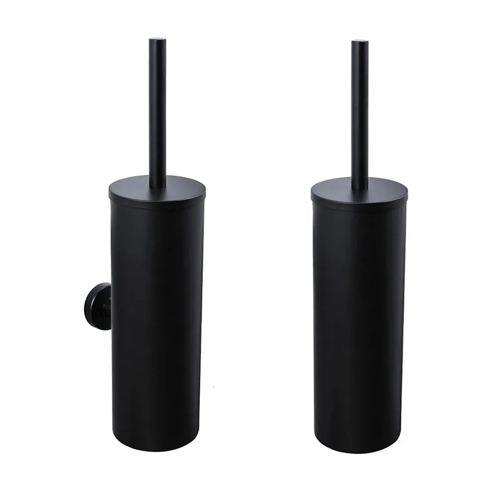 Toilet Brushes Holders Matt Black Toilet Brush Holder Stainless Steel Cleaning Tool Durable Vertical Bathroom Toilet Brush Wall Mounted ZR2412 231013