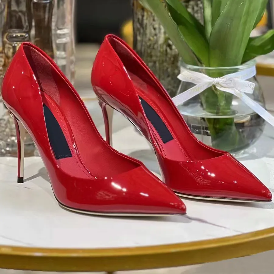 Talons Hauts En Cuir Véritable Rouge Foncé - Taille 6.5 UK (40.5 EUR) - 3.5 Pouces - Occasion