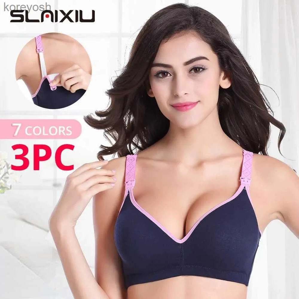 Intimo premaman 3 pezzi / lotto Reggiseni per allattamento premaman Cotone Allattamento al seno Donne incinte Gravidanza Biancheria intima Reggiseno allattamento AbbigliamentoL231017