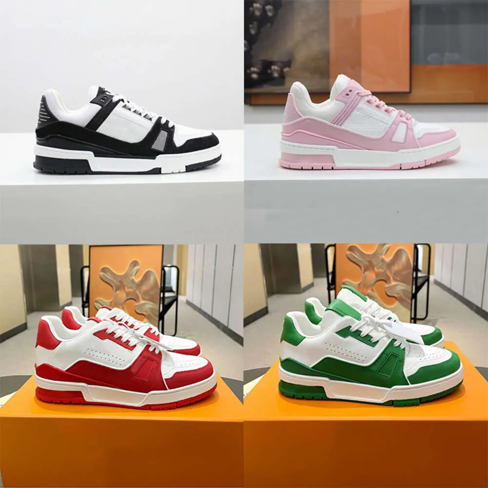 Projektant Flat Trainer Sneaker Men Vintage Buty Najwyższa jakość prawdziwa skórzana gumowa podeszwa trenerzy Outdoor Casual Buty Rozmiar 35-46 z pudełkiem NO268