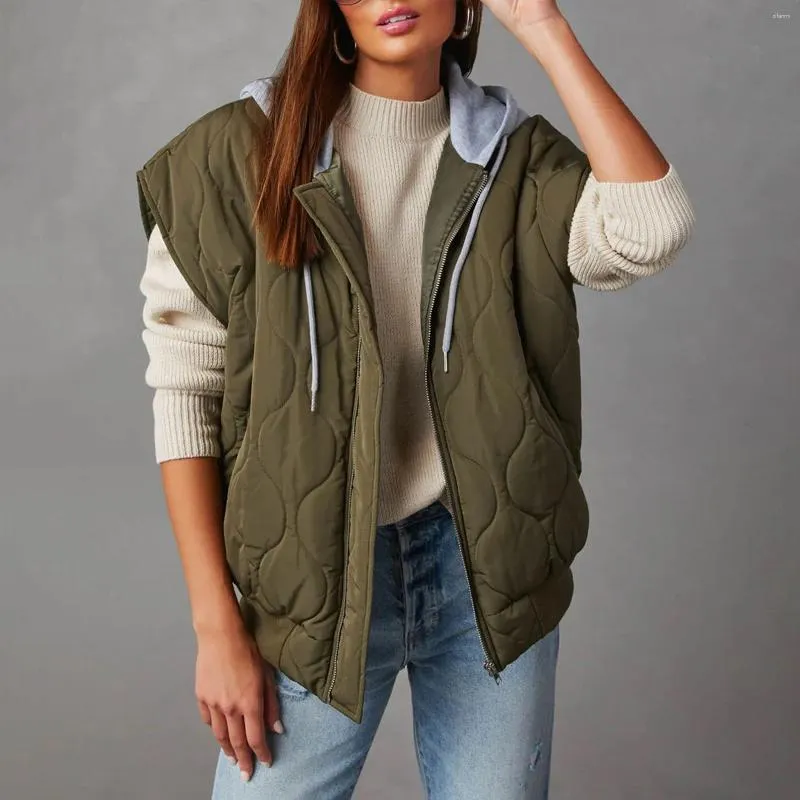 Women's Vests Women Puffer Vest Winter Sleeveless Hooded Collar Down Cotton Coat Jacket Overcoat Quilted Padded Warm Thick Fashion