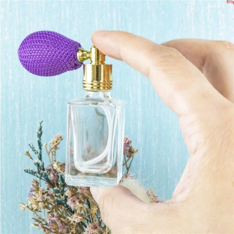 Mini Flat Rectangle Portable Glass Perfume Nebulizer Bottles 10ml Empty Vaporizer Cosmetics Bottle with Atomizer Refillable 5pcgood qty Mwwl