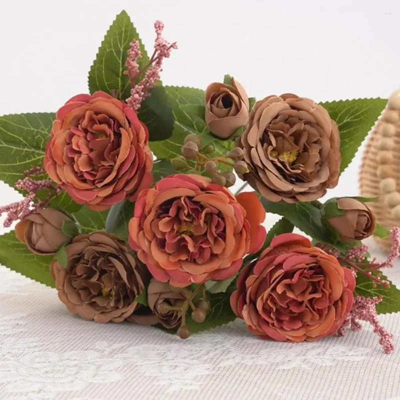 Dekorativa blommor ganska långt livslängd inte visnade bröllopsdekor Fake Peony Bouquet Home Improvement Simulation Flower Faux